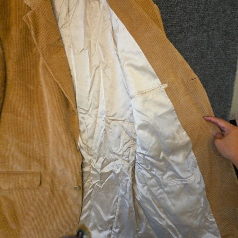 Bill Blass Blazer Sport Coat Mens 46XL Beige Cotton Corduroy Classic Jacket